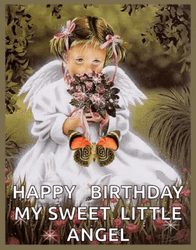 Happy Birthday Granddaughter Cute Angel Flowers Butterfly GIF