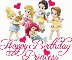 Happy Birthday Granddaughter Disney Princess Glitters GIF