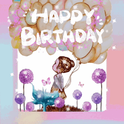 Happy Birthday Granddaughter Flower Garden Balloons GIF