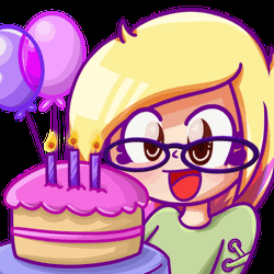 Happy Birthday Granddaughter Nerd Cartoon Cake Balloons GIF