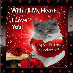 Happy Birthday Granddaughter Sweetheart Blinking Cat GIF