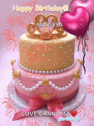 Happy Birthday Grandma Pink Cake GIF