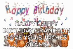 Happy Birthday Grandson Party Animals GIF