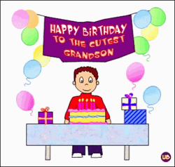 Happy Birthday Grandson Party Design GIF