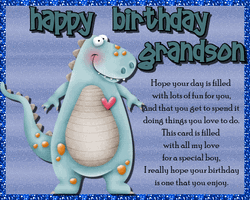 Happy Birthday Grandson With Cute Dinosaur GIF