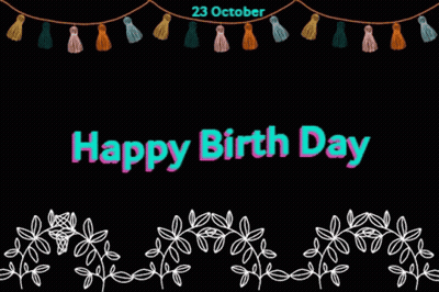 Happy Birthday Greeting Card Black Background GIF