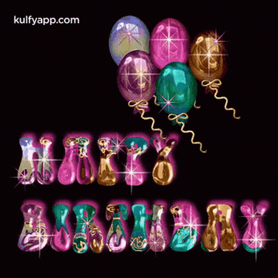 Happy Birthday Greeting Card With Balloons And Kulfyapp.com GIF