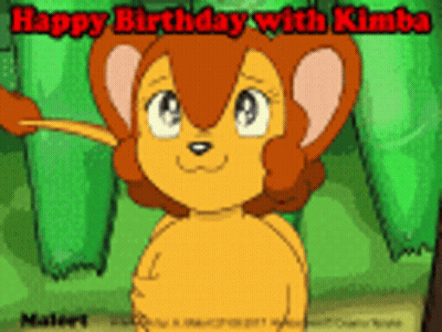 Happy Birthday Greeting Card With Cartoon Character GIF