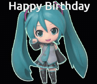 Happy Birthday Greeting Card With Cartoon Girl