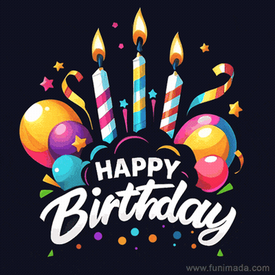 Happy Birthday Greeting Card With Fireworks And Cakes GIF