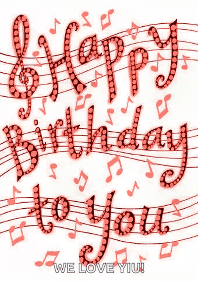Happy Birthday Greeting Card With Musical Notes GIF