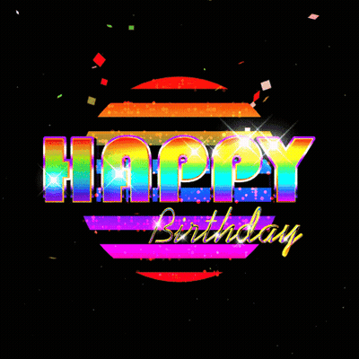 Happy Birthday Greeting Card With Rainbow Circle GIF