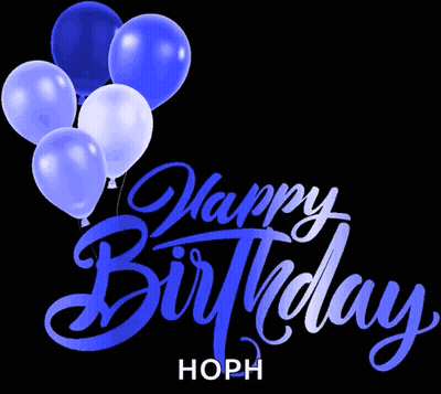 Happy Birthday Greeting Card With Red Balloons And Hoph GIF