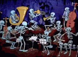 Happy Birthday Halloween Party Music Skeleton Orchestra GIF