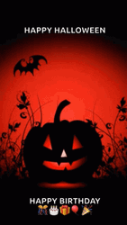 Happy Birthday Halloween Pumpkin Bats Changing Colors GIF