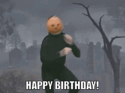 Happy Birthday Halloween Pumpkin Head Dance GIF