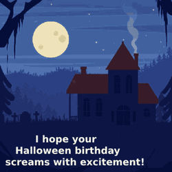 Happy Birthday Halloween Wish Haunted House GIF