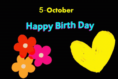 Happy Birthday Heart With Flowers GIF
