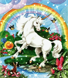 Happy Birthday Horse Unicorn Rainbow Glittering GIF