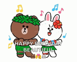 Happy Birthday In Hawaiian Cony And Brown GIF