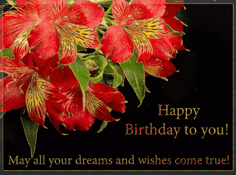 Happy Birthday In Hawaiian Red Lilium GIF