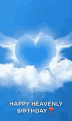 Happy Birthday In Heaven Clouds With Heart Shape