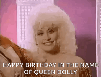 Happy Birthday In The Name Of Queen Dolly Is A Gif Of A Woman . GIF