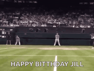 Happy Birthday Jill On Tennis Court GIF