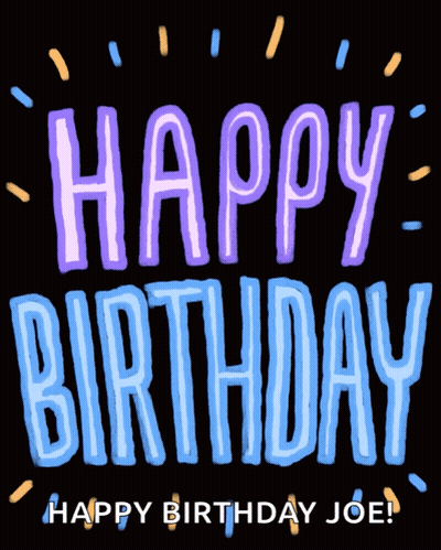 Happy Birthday Joe Purple Blue Text Black Background GIF
