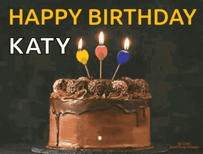 Happy Birthday Katy Chocolate Cake GIF