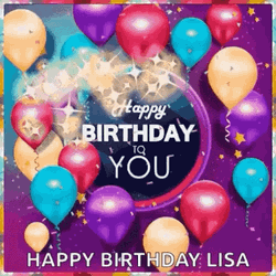 Happy Birthday Lisa Cute Balloons GIF