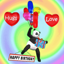 Happy Birthday Love Hugs Panda GIF