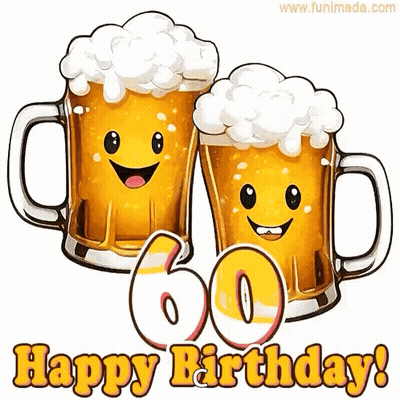 Happy Birthday Love Mom Greeting Card With Balloons And Beer Glasses GIF