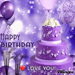 Happy Birthday Love You Purple Cake GIF