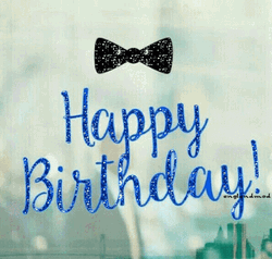 Happy Birthday Man Blue Glittering Text GIF
