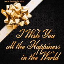 Happy Birthday Man Gold Ribbon Switching Card GIF
