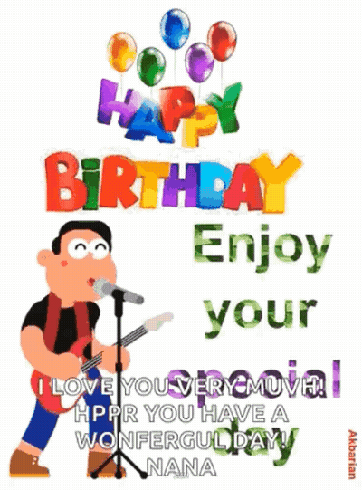 Happy Birthday Man Playing Guitar Singing GIF