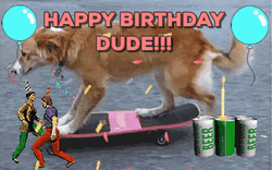Happy Birthday Man Skateboarding Dog With Animation GIF