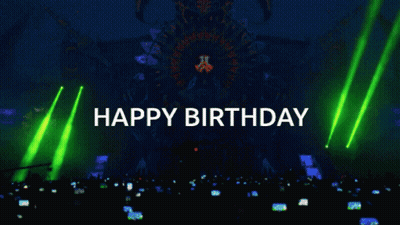 Happy Birthday Message In Front Of Crowd GIF