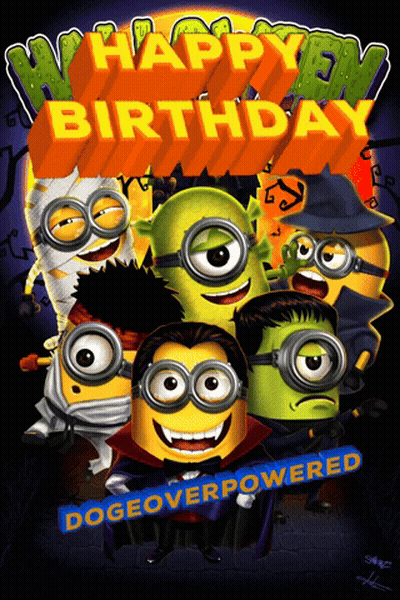 Feliz cumpleaños Minions disfrazados de Halloween GIF
