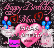Happy Birthday Mom Cakes And Balloons GIF