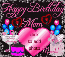 Happy Birthday Mom Editable Heart Template GIF