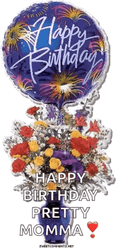 Happy Birthday Mom Flower Bouquet And Balloon GIF