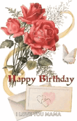 Happy Birthday Mom Roses And Letters GIF