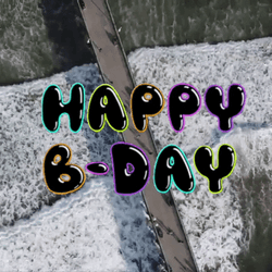 Happy Birthday Monochromatic Fishing Net  GIF