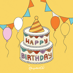 Happy Birthday Moving Cake And Balloons GIF