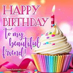 Happy Birthday My Friend Delicious Cupcake  GIF