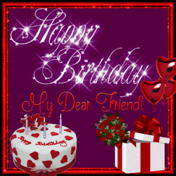 Happy Birthday My Friend Violet Text GIF