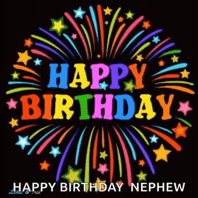 Happy Birthday Nephew Card With Fireworks Stars GIF