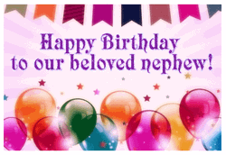 Happy Birthday Nephew Colorful Balloon Greeting GIF